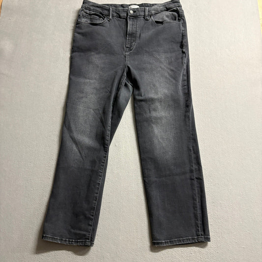 Good American High Rise Straight Leg Jeans Womens Size 14-18 Black Denim Stretch