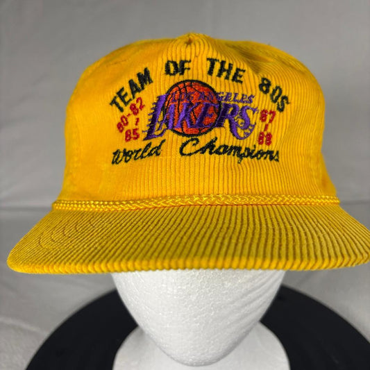 Vintage Los Angeles Lakers Corduroy Hat AmaPro Team of the 80s Snapback Cap