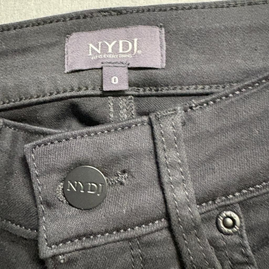 NYDJ Marilyn Straight Jeans Womens Size 0 Black Lift Tuck Stretch Denim