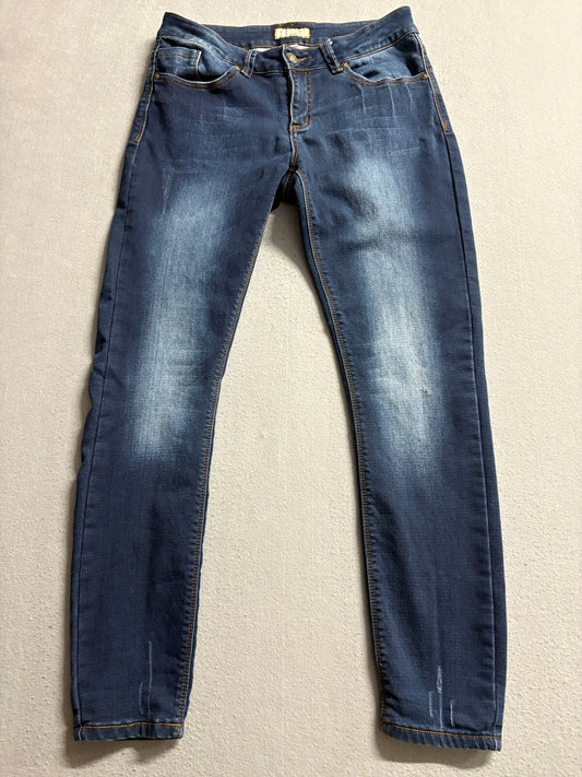Angel Kiss Jeans Womens Size 9 Blue Skinny Stretch Distressed Ankle Dark Wash