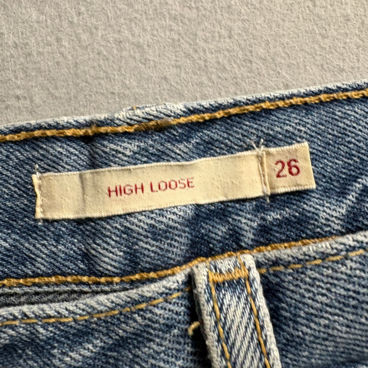 Levis Premium High Loose Jeans Womens 26 Blue Distressed Ripped Knee Wide Leg