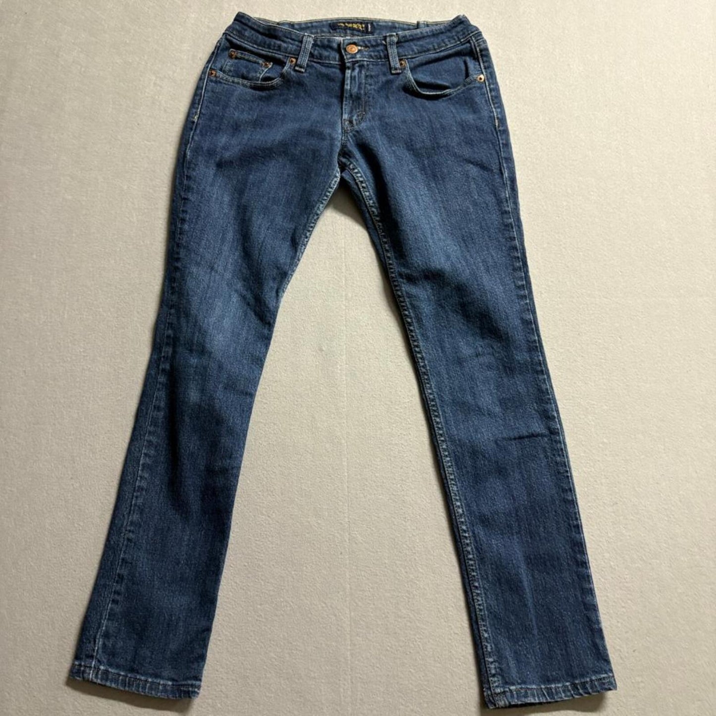 Levis 524 Too Superlow Jeans Womens 9 Short Blue Denim Low Rise Slim Straight