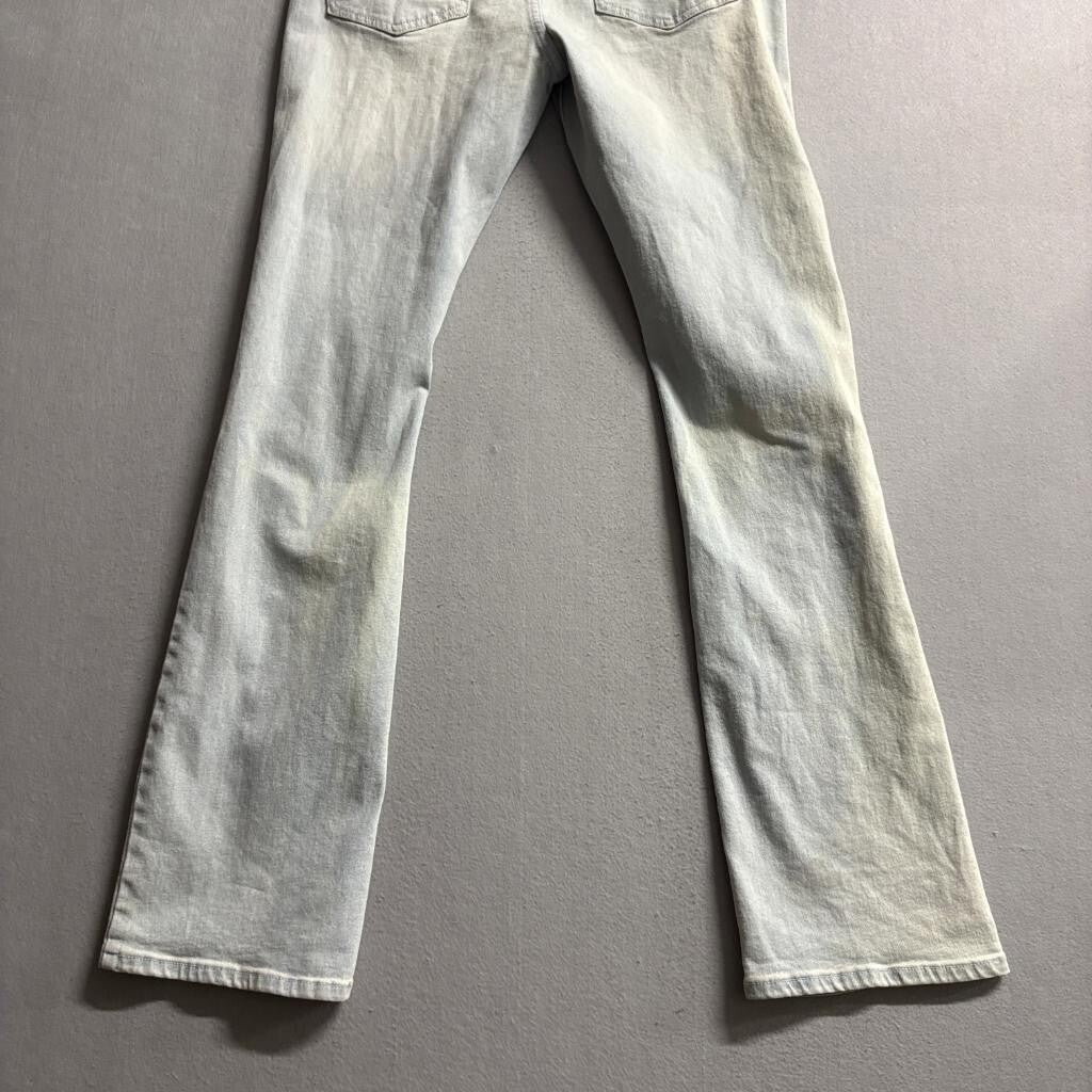 Encrypted Distressed Jeans Mens 34 Light Wash Ripped Graphic Patch Denim