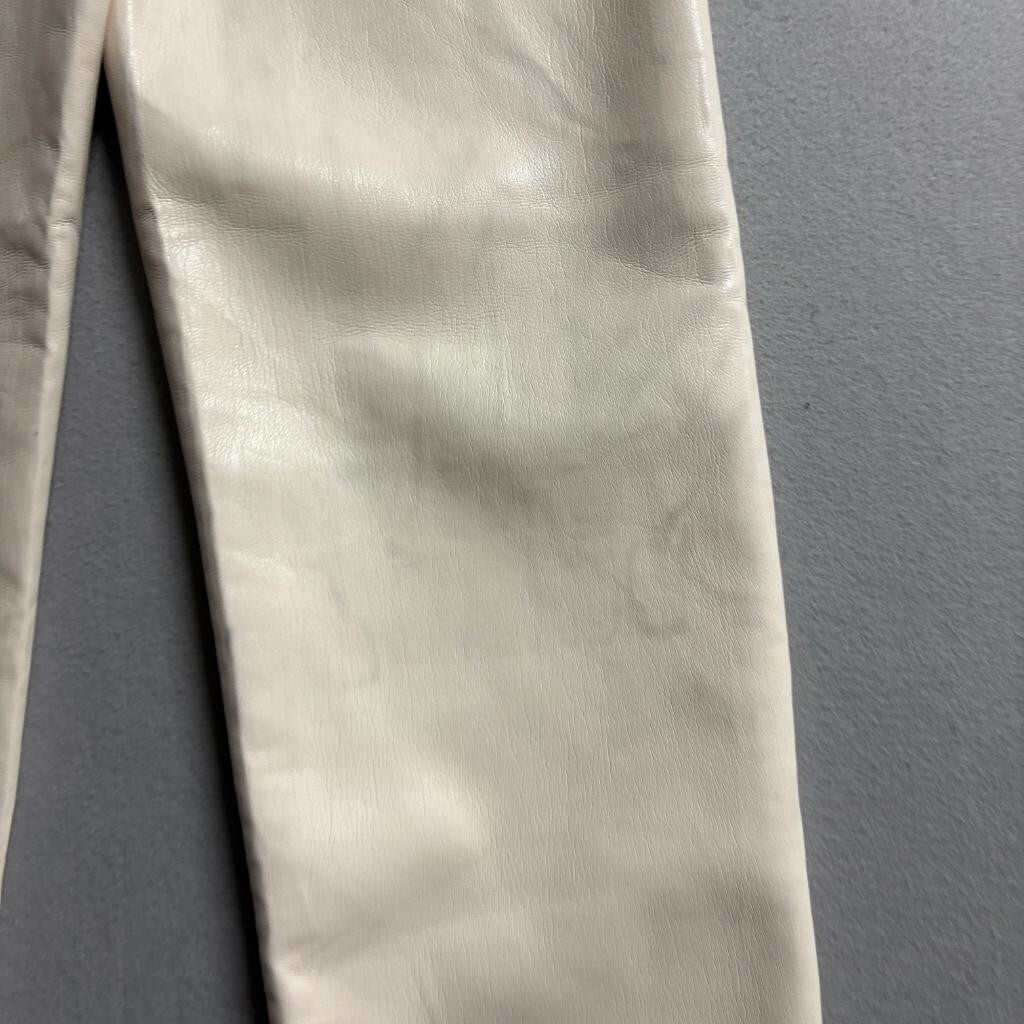 Aritzia Wilfred The Melina Pant Faux Leather Straight Leg Cream Beige Women's