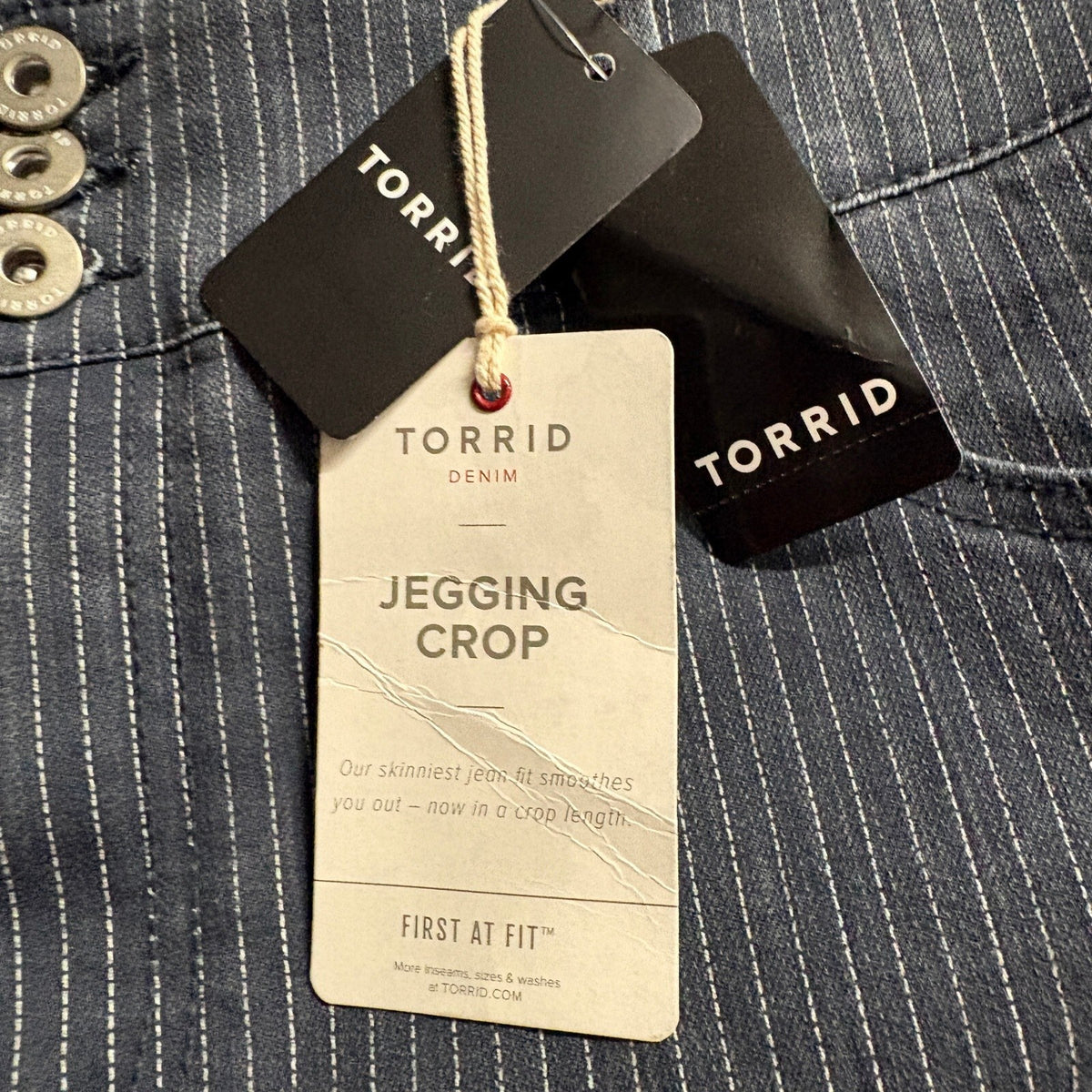 Torrid Denim Jegging Crop Pants Womens Plus Size 20 Pinstripe Blue Stretch New