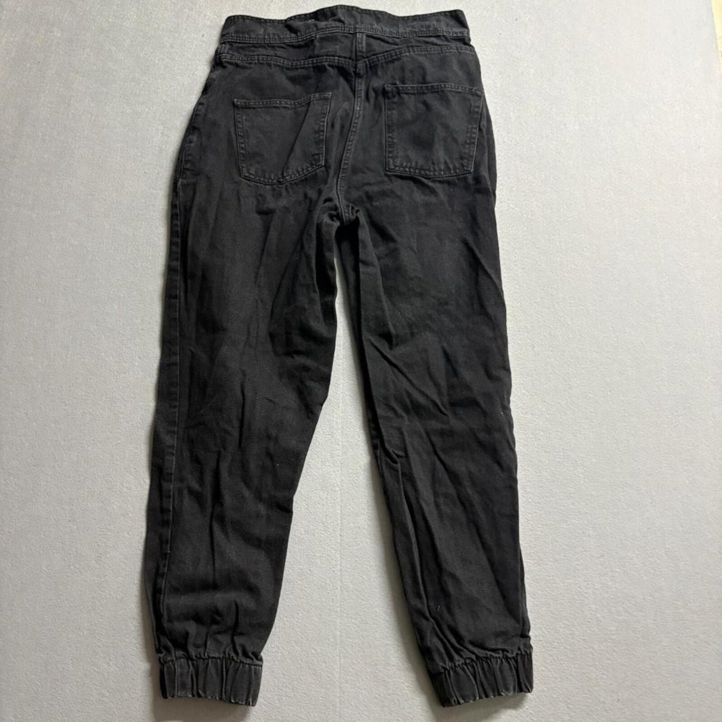 Fashion Nova Denim Jogger Pants Womens Size 7 Black Cotton High Rise Elastic
