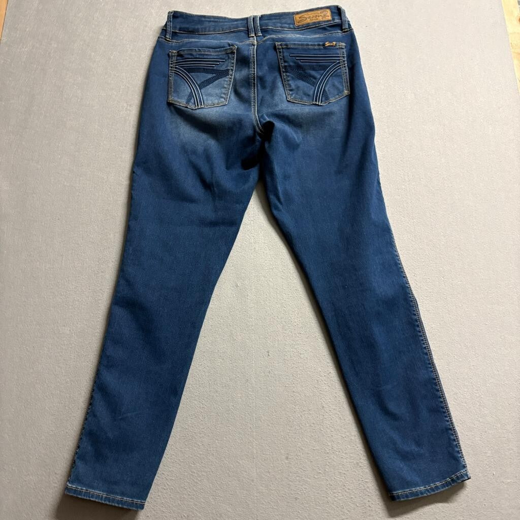 Seven7 High Rise Skinny Jeans Womens Size 12 Blue Denim Stretch Pockets