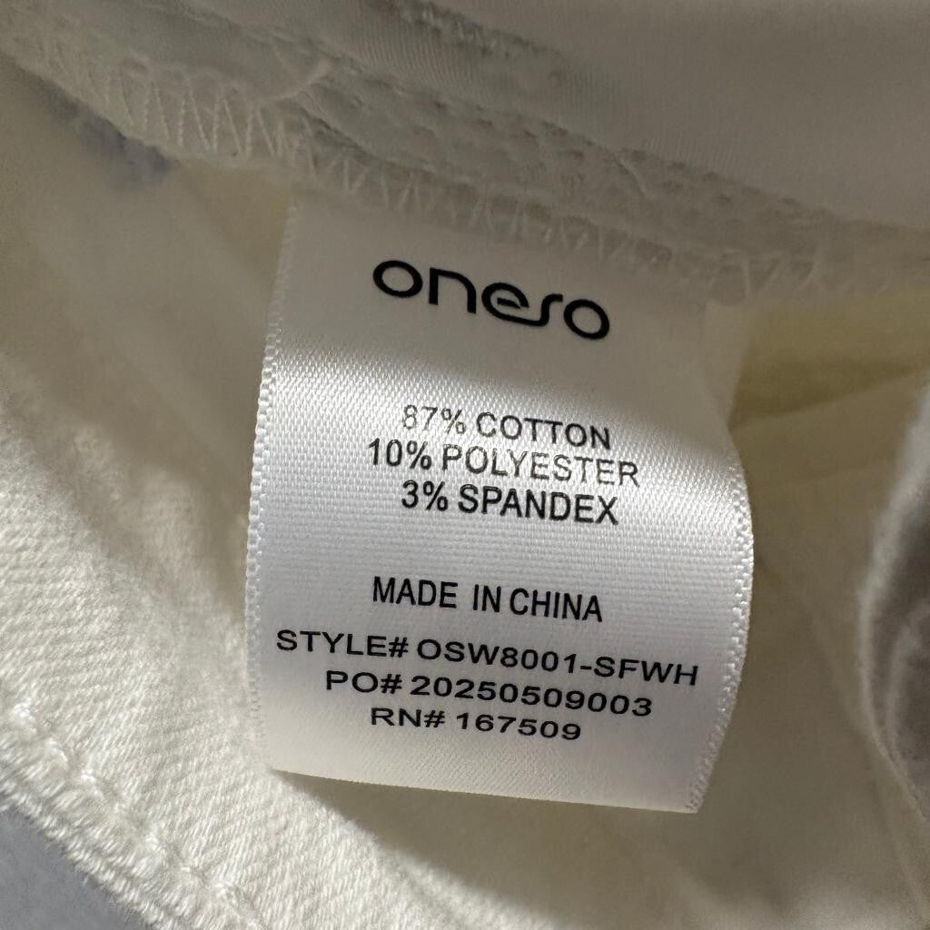 Onero Women White Wide Leg Jeans Size 25 High Rise Stretch Denim Cotton Blend