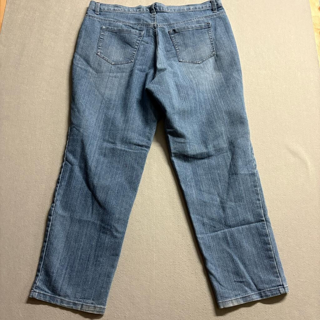 Gloria Vanderbilt Amanda Jeans Womens 16W Blue Denim Straight Leg High Rise Crop