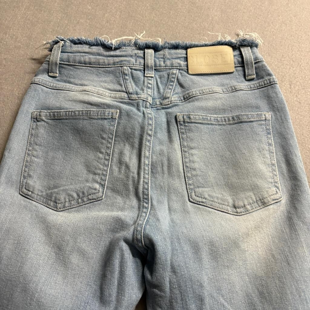 Closed Jeans Womens 27 Light Wash Denim Fringed Raw Waistband Handmade Italy