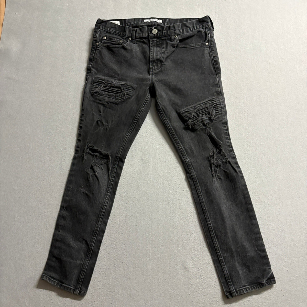PacSun Skinny Jeans Mens 33x30 Black Distressed Ripped Moto Denim