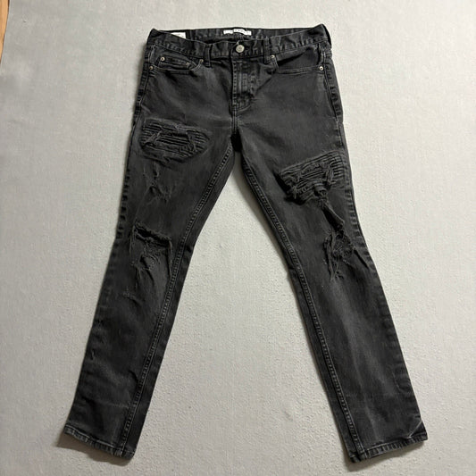 PacSun Skinny Jeans Mens 33x30 Black Distressed Ripped Moto Denim