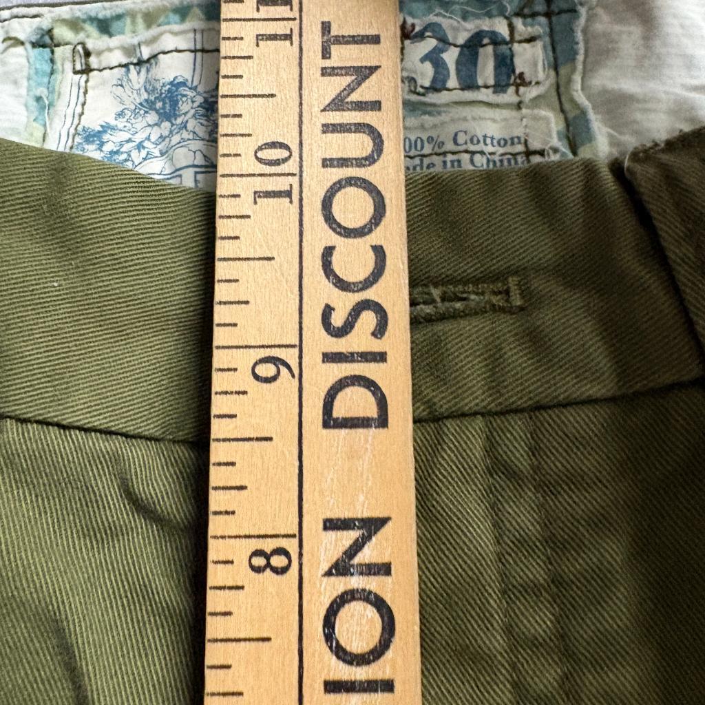 Trovata Boys Chino Pants Size 30 Olive Green 100% Cotton Button Fly Straight Leg