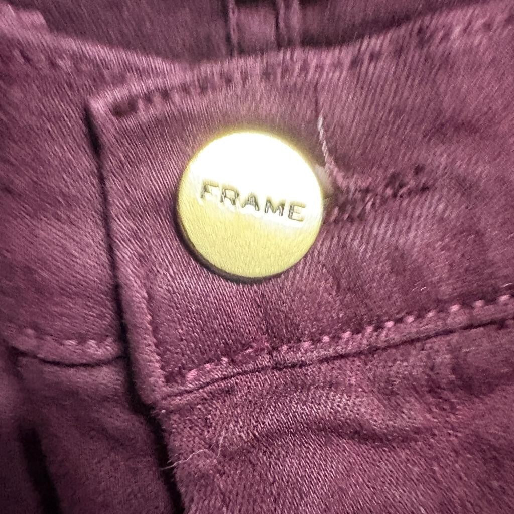 Frame Denim Le Skinny de Jeanne Jeans Womens 28 Mahogany Burgundy Raw Hem