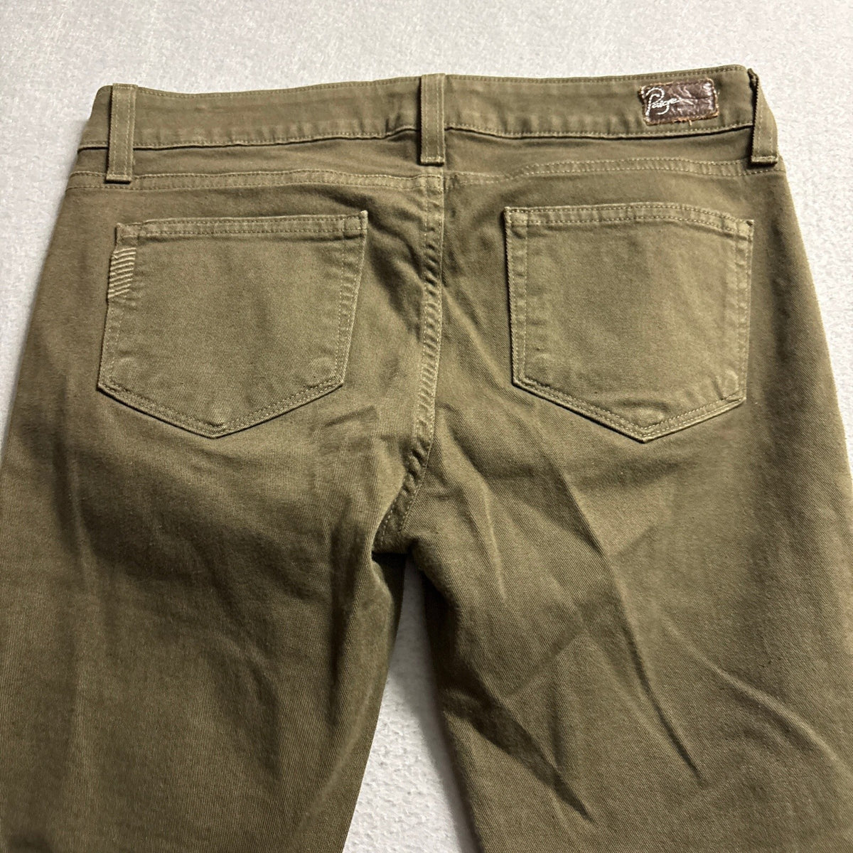 Paige Denim Peg Skinny Jeans Womens 28 Olive Green Stretch Made in USA