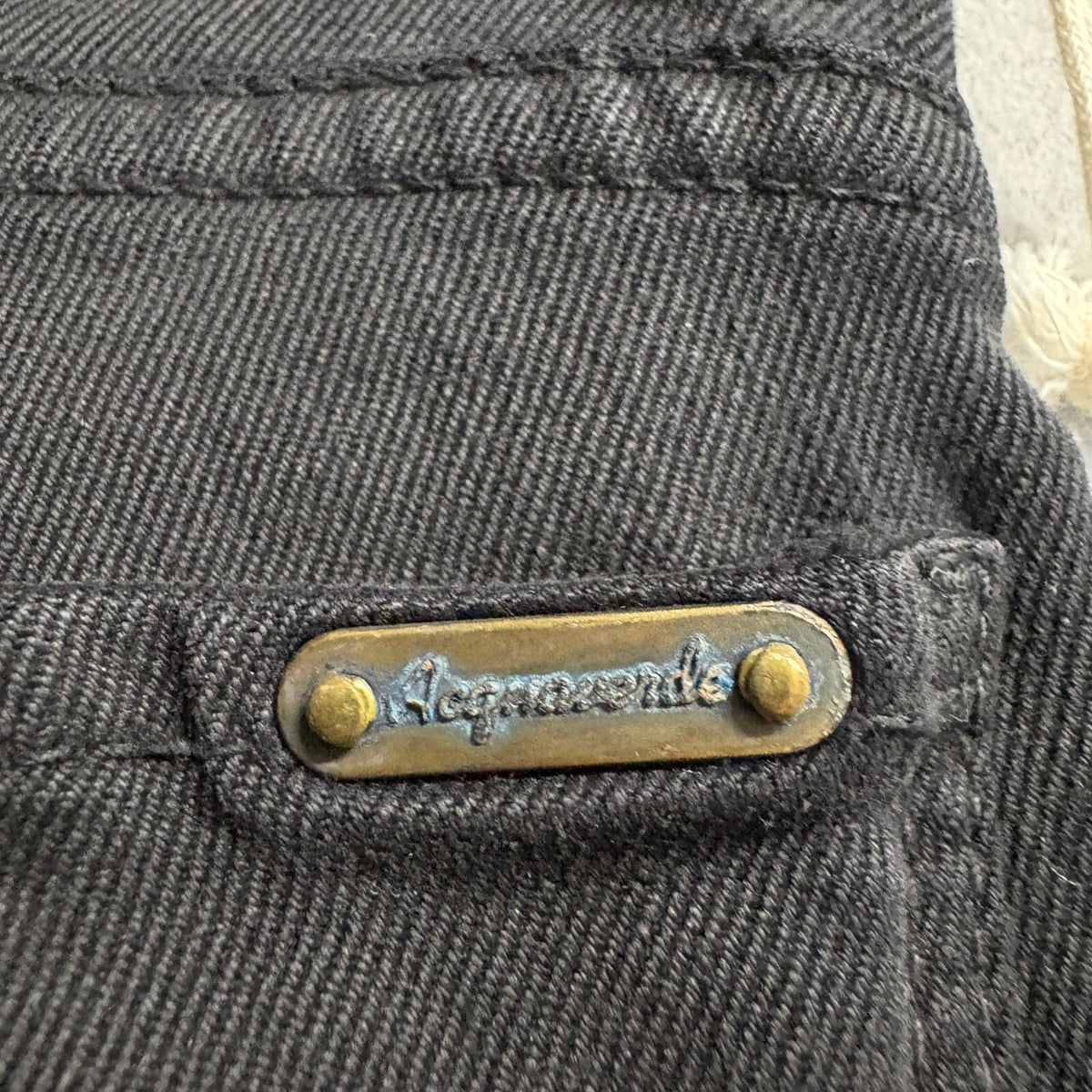 Acquaverde Vintage Denim Womens Skinny Jeans Black Gold Zipper Ankle Size 26