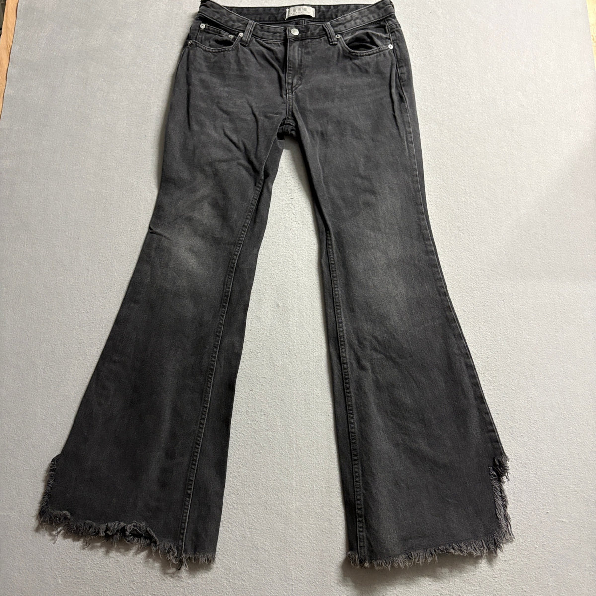 We The Free Free People Flare Jeans Womens 27 Black Distressed Raw Hem Denim