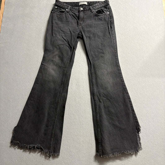 We The Free Free People Flare Jeans Womens 27 Black Distressed Raw Hem Denim