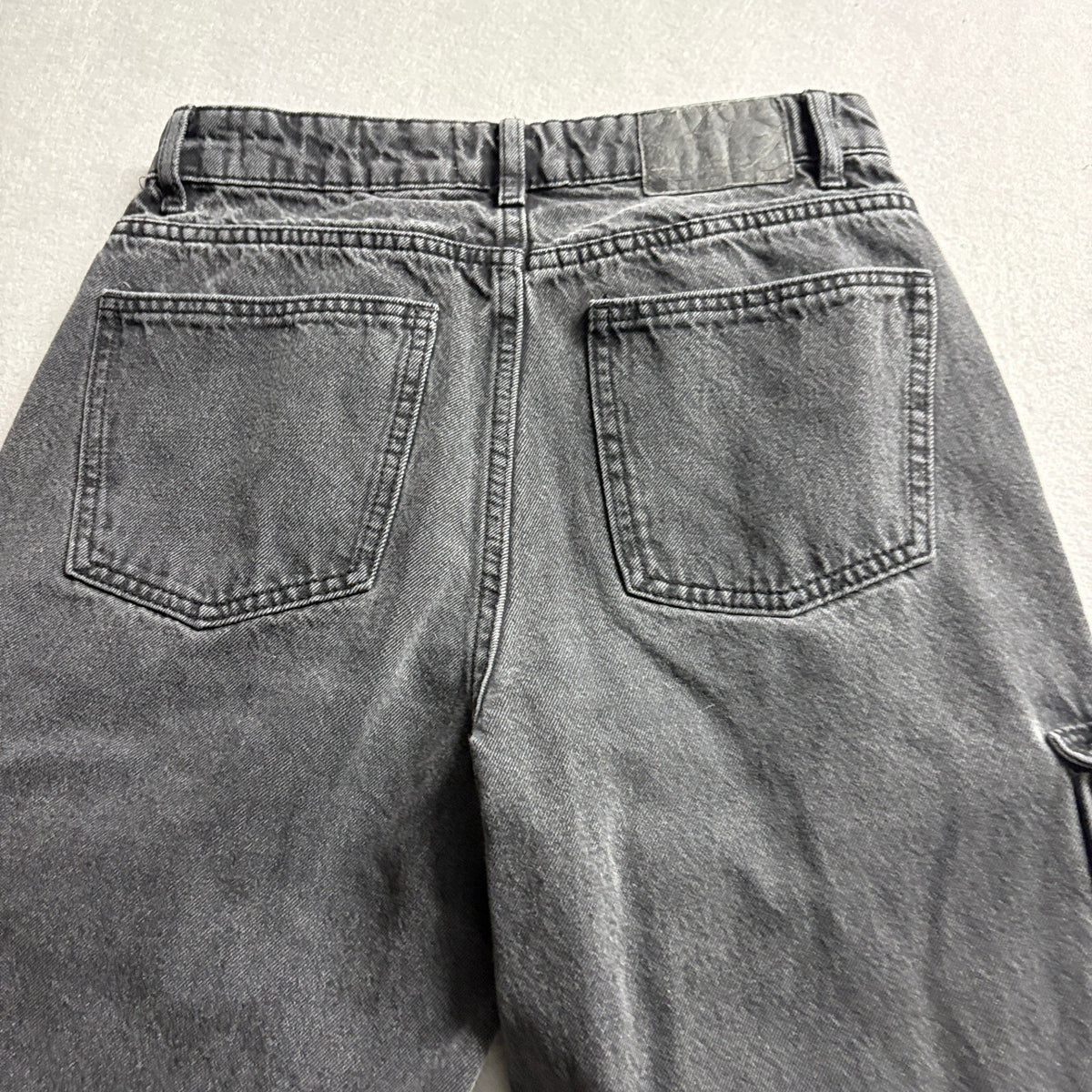 Cotton On Cargo Wide Leg Jeans Womens Size 4 US Black Denim Utility Pants