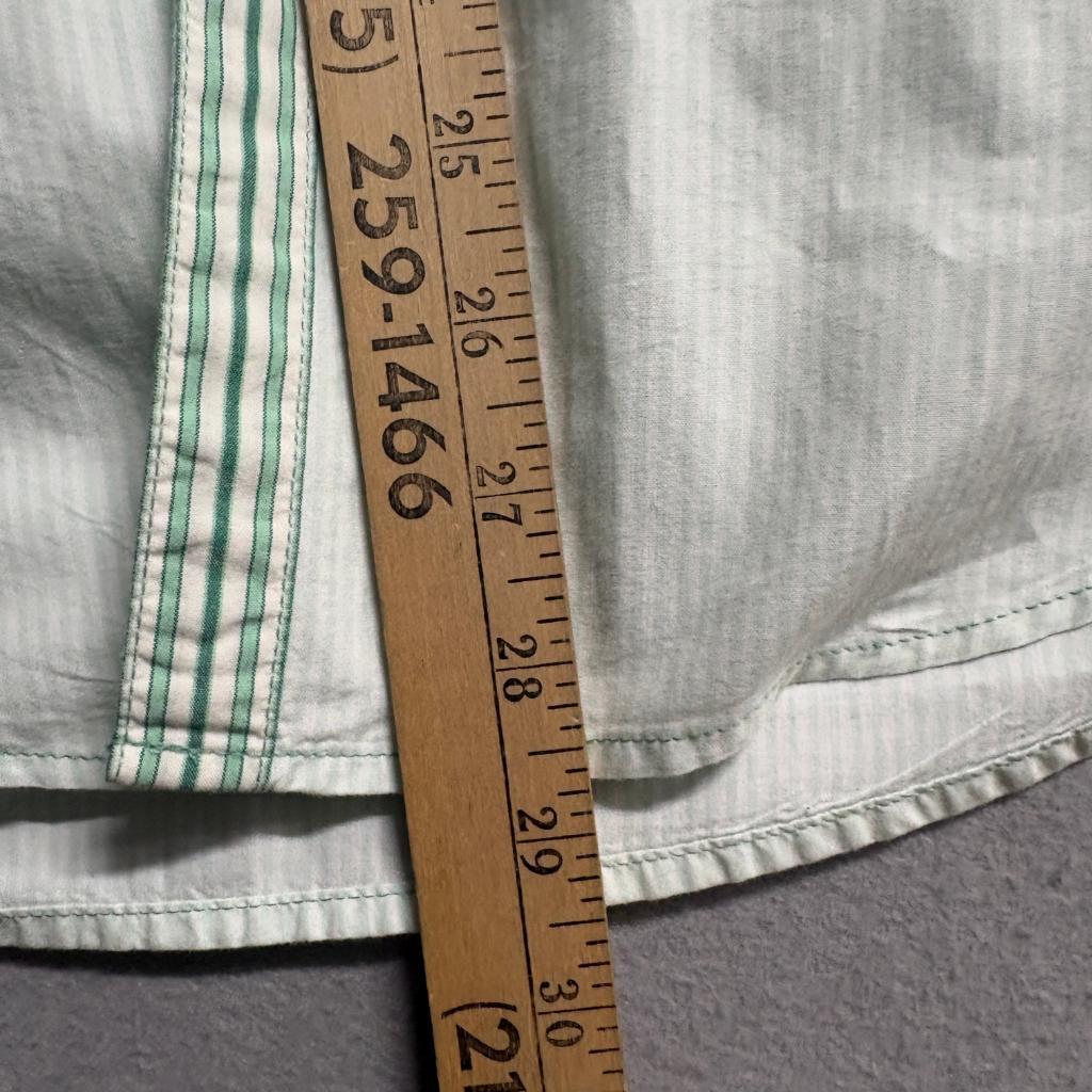American Eagle Button Up Shirt Womens XS Green White Striped Cotton Long Sleeve