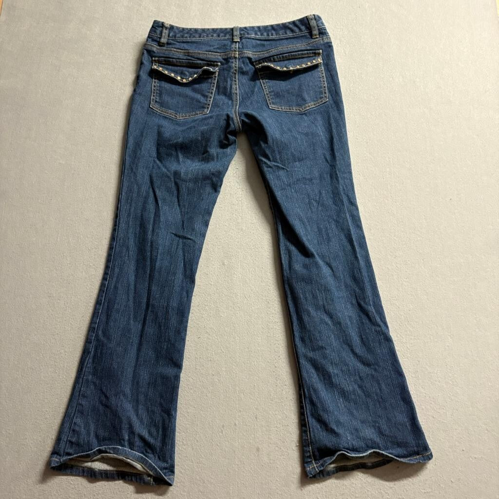 Michael Kors Studded Pocket Bootcut Jeans Womens Size 4 Blue Denim Stretch
