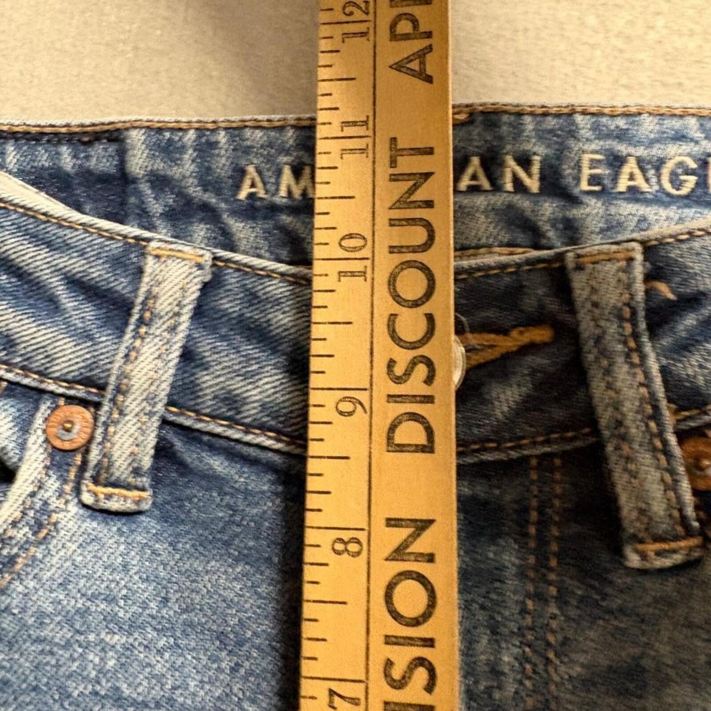 American Eagle Mom Straight Jeans Womens 000 Short Blue Distressed High Rise