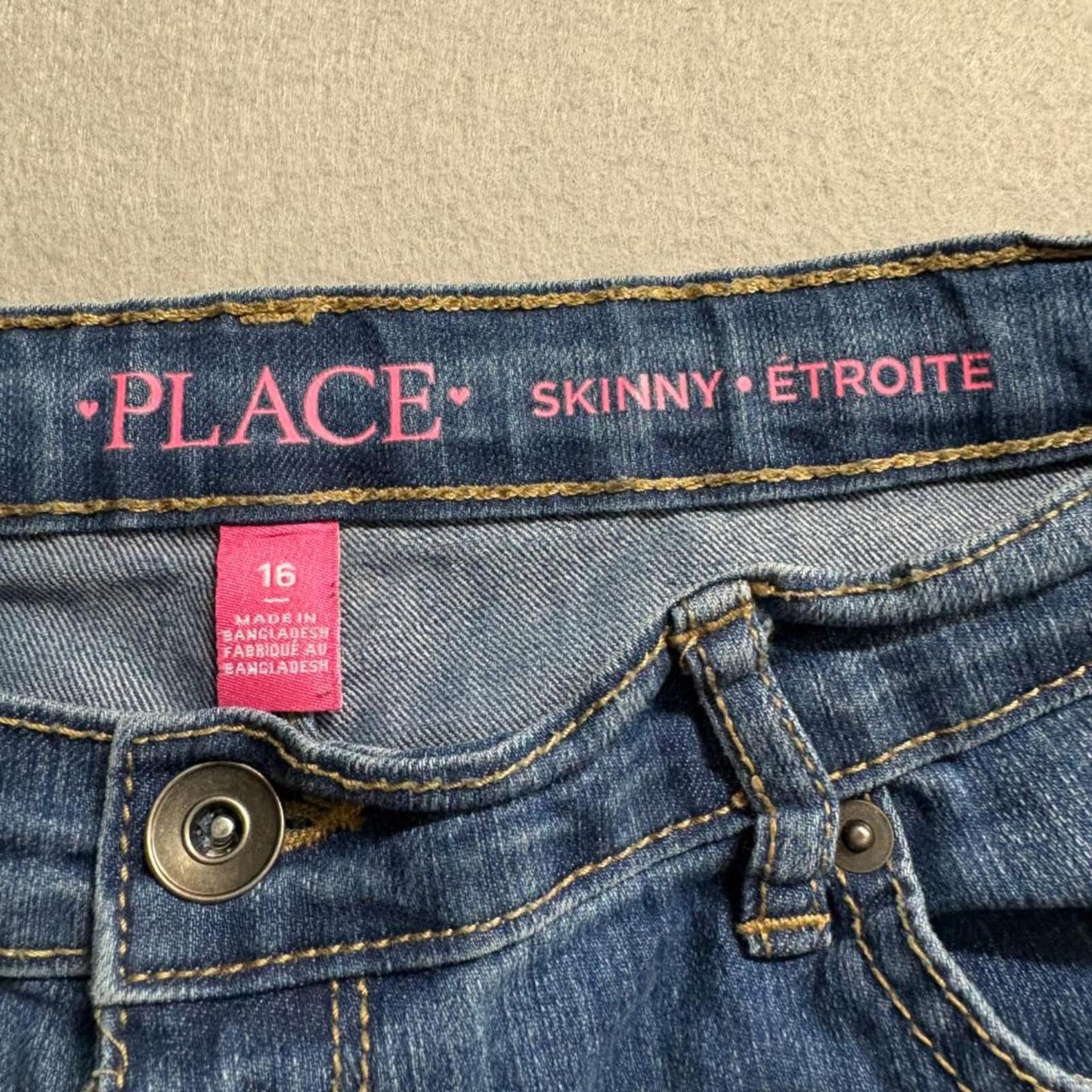 The Childrens Place Girls Skinny Jeans Size 16 Blue Denim Stretch Adjustable