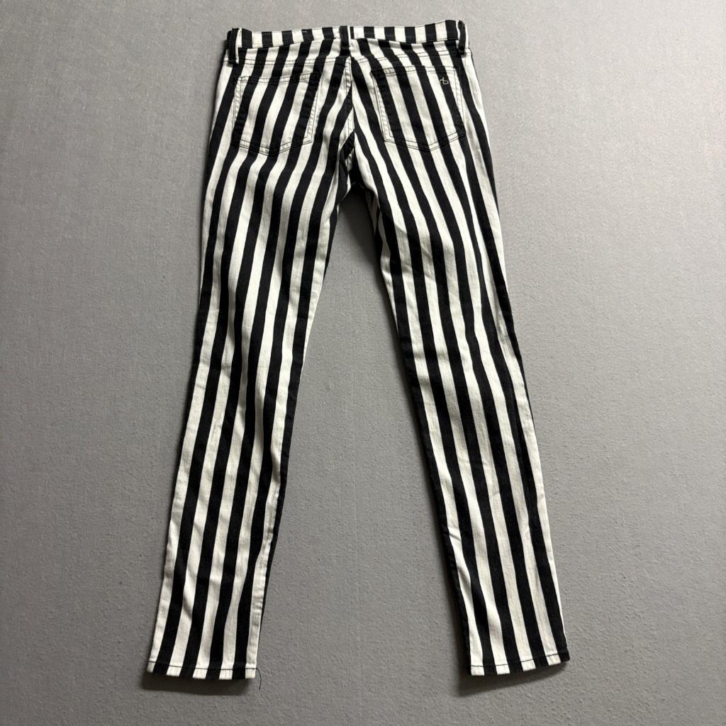 Rag & Bone Jean Womens 27 Capri Jeans Black White Vertical Stripe Benton Strpe
