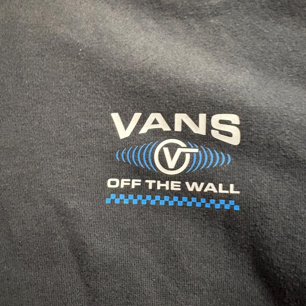 Vans Off The Wall Hoodie Mens Large Black Graphic Pullover Sweatshirt