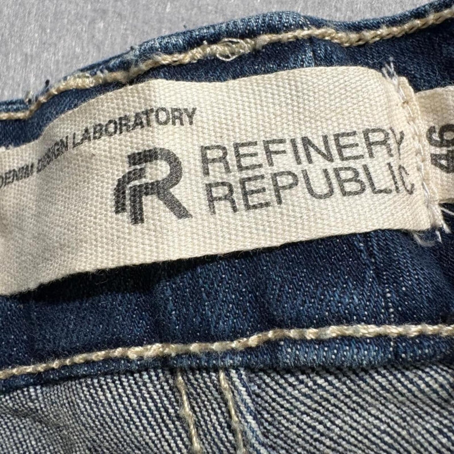 Refinery Republic Moto Jeans Mens 46 Blue Distressed Paint Splatter Biker Denim
