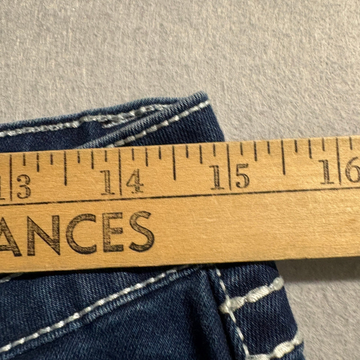 Bamboo Jeans Womens Size 15 Distressed Bootcut Flare Dark Wash Stretch Denim