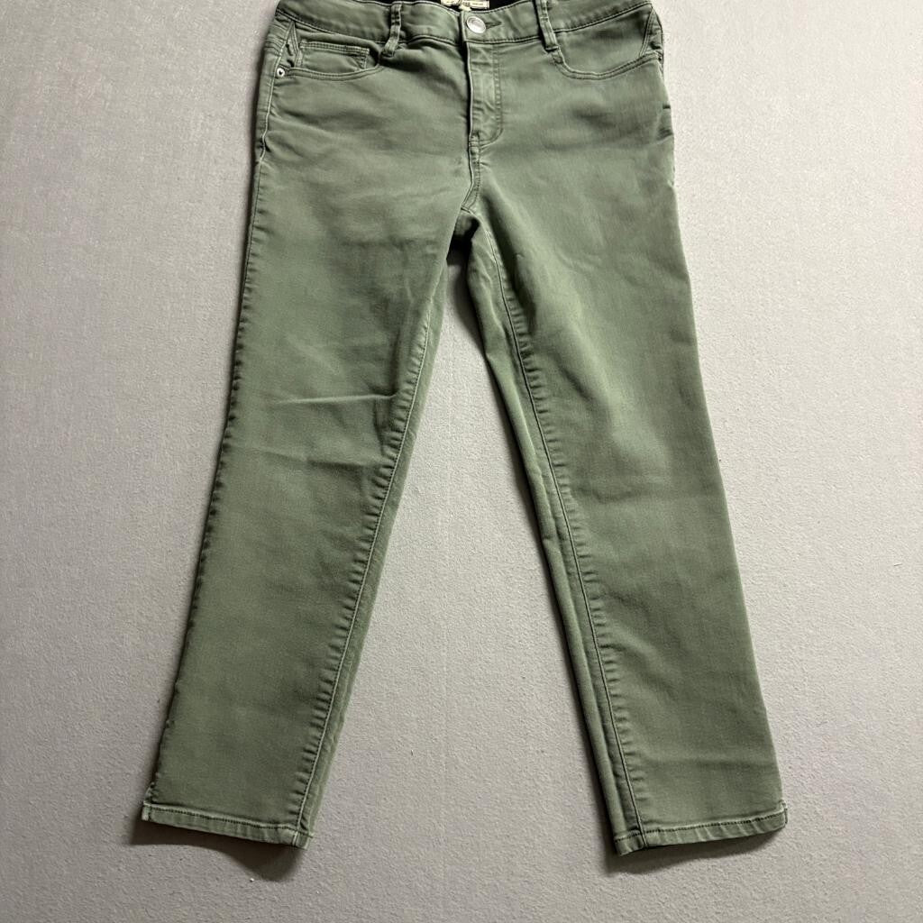 G.H. Bass & Co Women Jeans Size 12 Olive Green Stretch Ankle Crop Skinny Denim