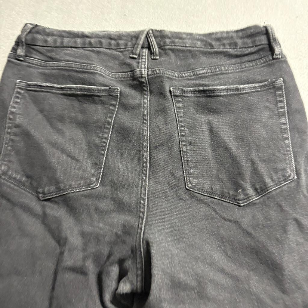 Good American Good Curve Crop Jeans Womens 16 Black High Rise Distressed Hem