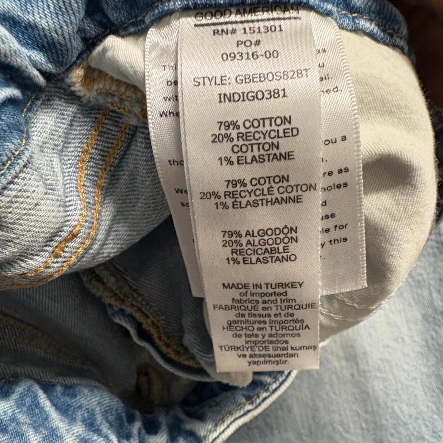 Good American Good Boy Jeans Womens 4/27 Light Wash High Rise Split Hem Denim