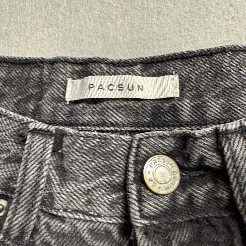PacSun Distressed High Rise Straight Leg Jeans Womens 24 Black Denim Ripped Knee