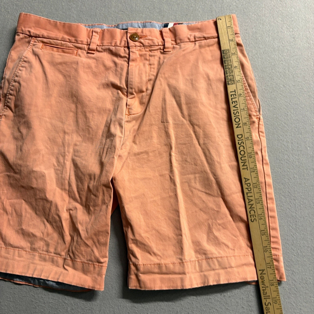 Tommy Hilfiger Mens Chino Shorts Size 32 Coral Peach Pink Flat Front Stretch