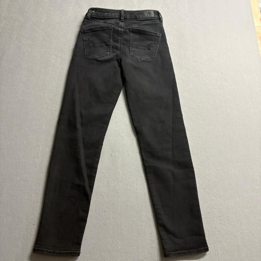 American Eagle Next Level Stretch Jeans Womens 0 Short Black Skinny Denim