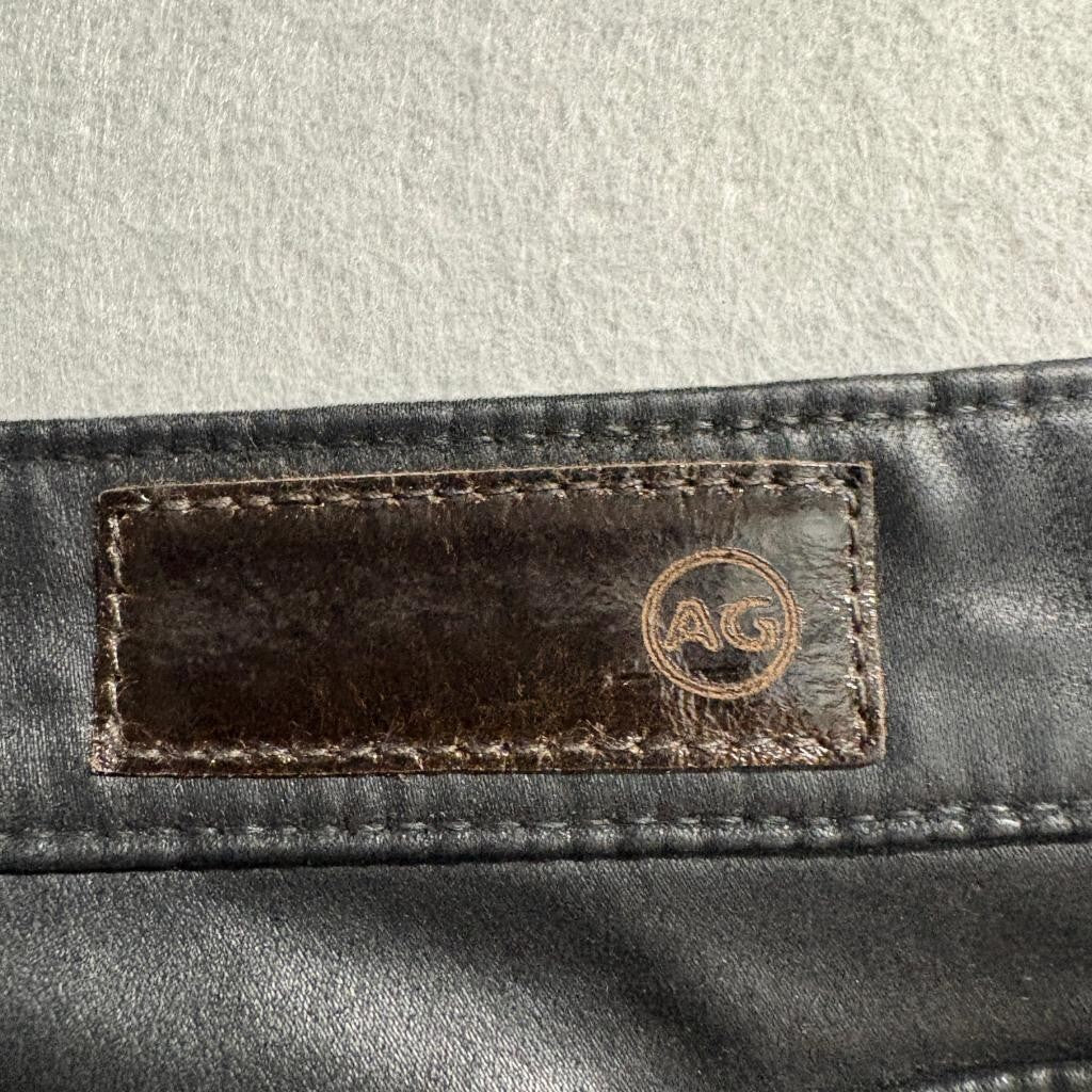 AG Adriano Goldschmied The Legging Ankle Jeans Womens 30R Black Coated Skinny