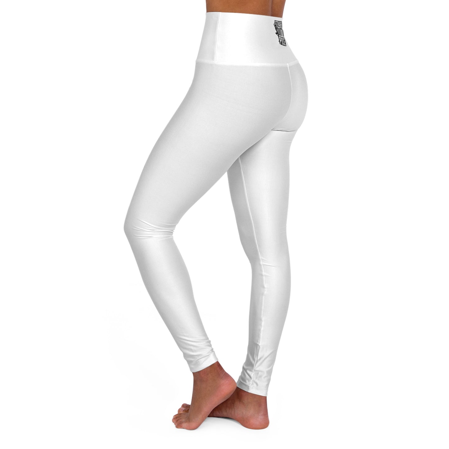 Straight Outta Pose White High Waisted Yoga Leggings (AOP)