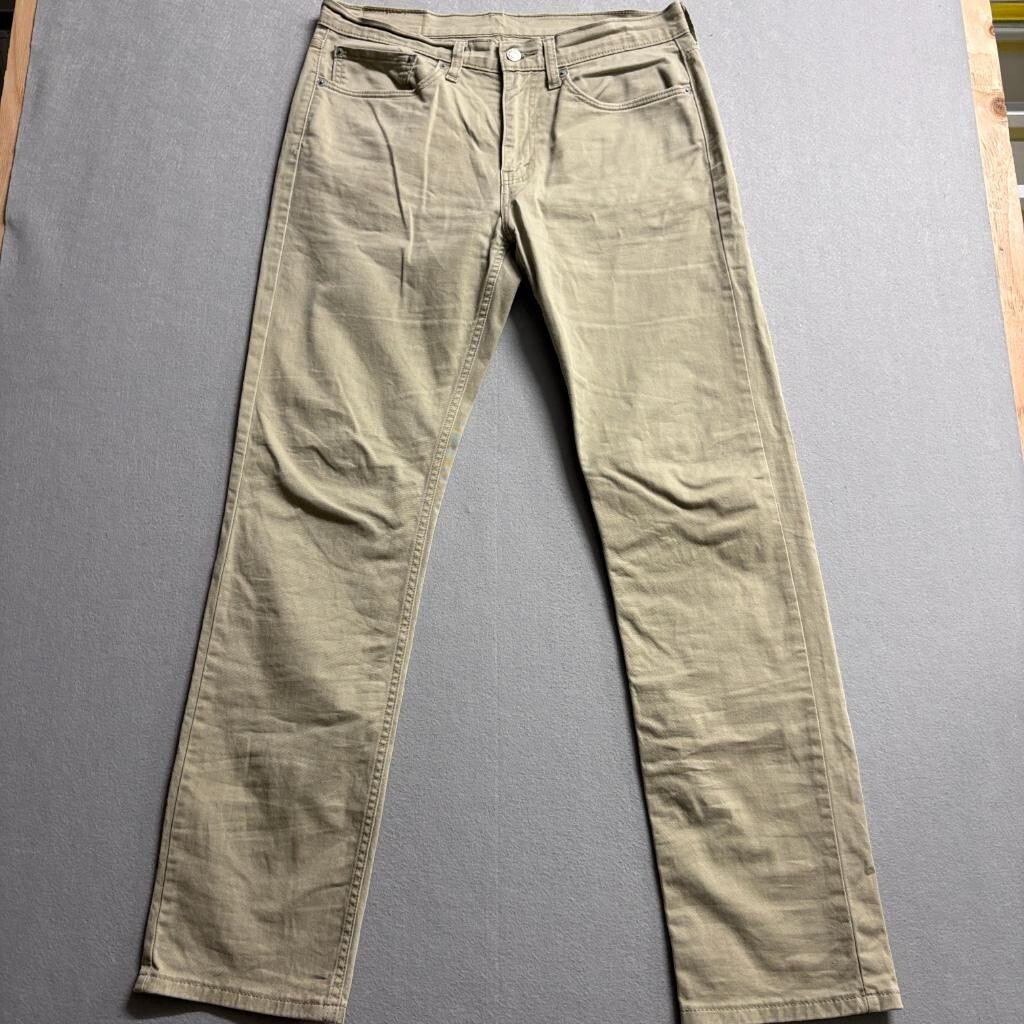 Levi's 514 Straight Fit Pants Mens 34x34 Khaki Tan Cotton Blend Stretch Chino