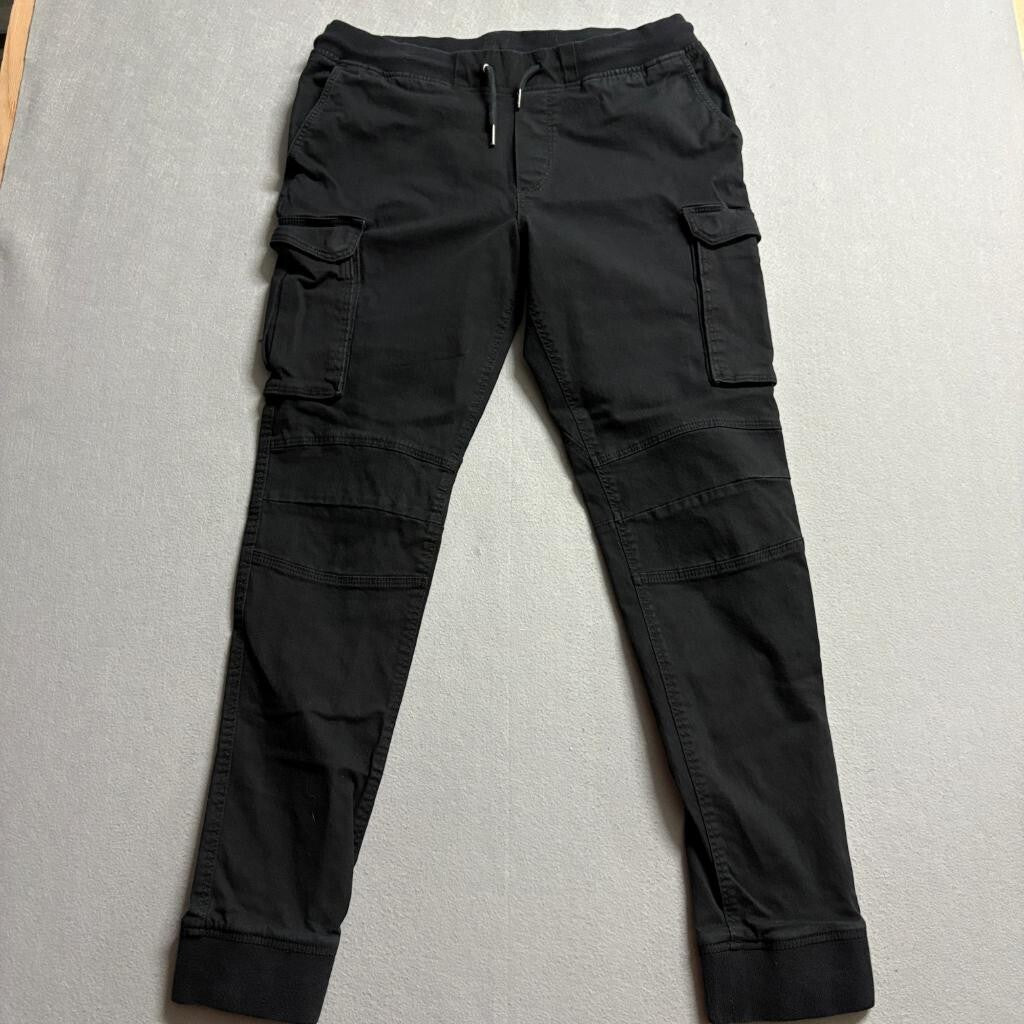 H&M Divided Womens Black Cargo Jogger Pants Size Medium Elastic Waist Stretch