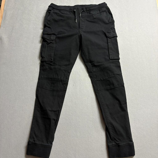 H&M Divided Womens Black Cargo Jogger Pants Size Medium Elastic Waist Stretch