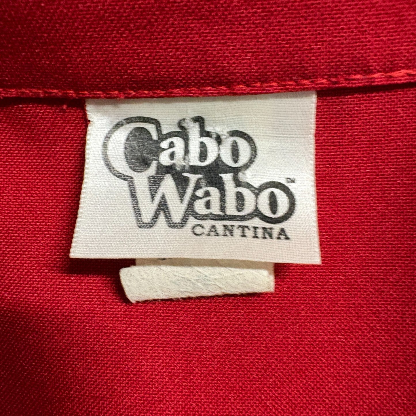 Cabo Wabo Cantina Button Up Shirt 2XL Fits Like 2XL Red USA Embroidered Casino