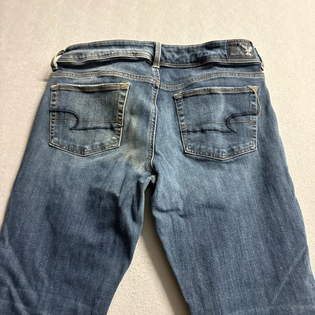 American Eagle Kick Boot Jeans Womens Blue Super Stretch Denim Flared Pants