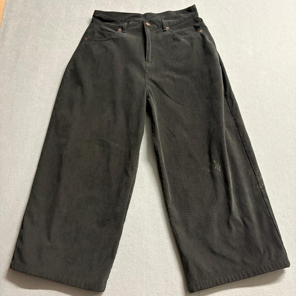 Dazy Corduroy Wide Leg Pants Womens XL Dark Gray High Rise Cropped Culottes