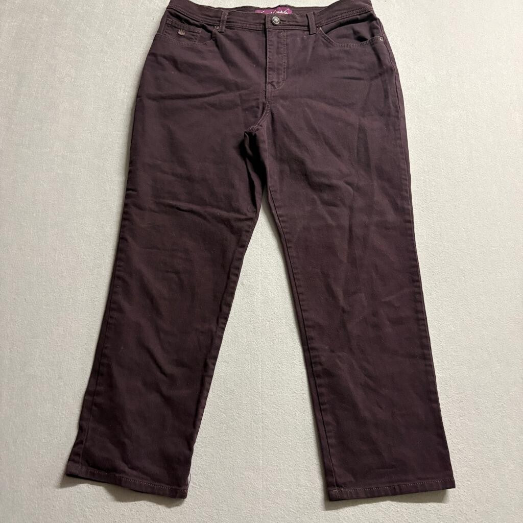 Gloria Vanderbilt Amanda Classic Tapered Pants Womens 14 Short Brown Stretch