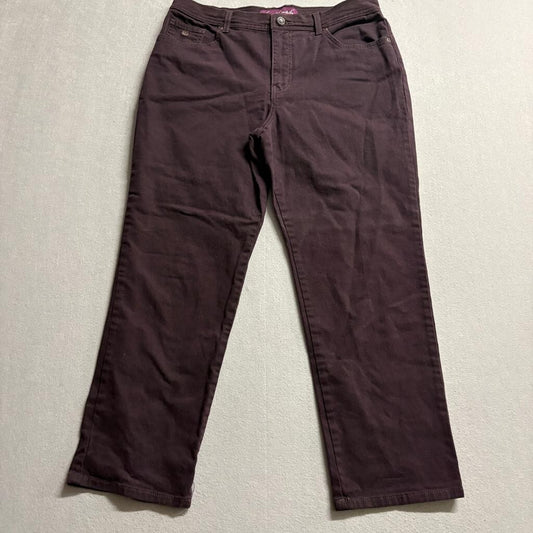 Gloria Vanderbilt Amanda Classic Tapered Pants Womens 14 Short Brown Stretch