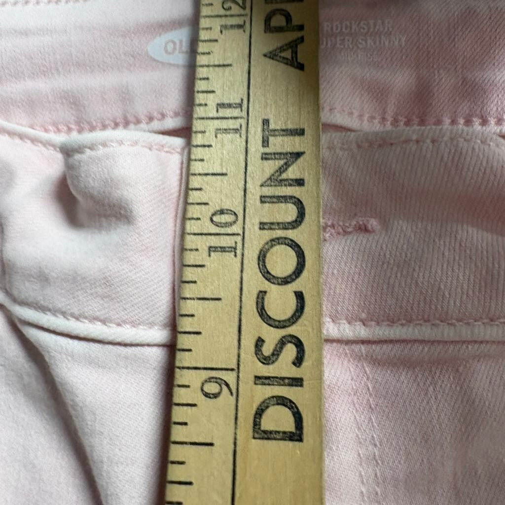 Old Navy Rockstar Super Skinny Jeans Womens 14 Pink Distressed Mid Rise Denim
