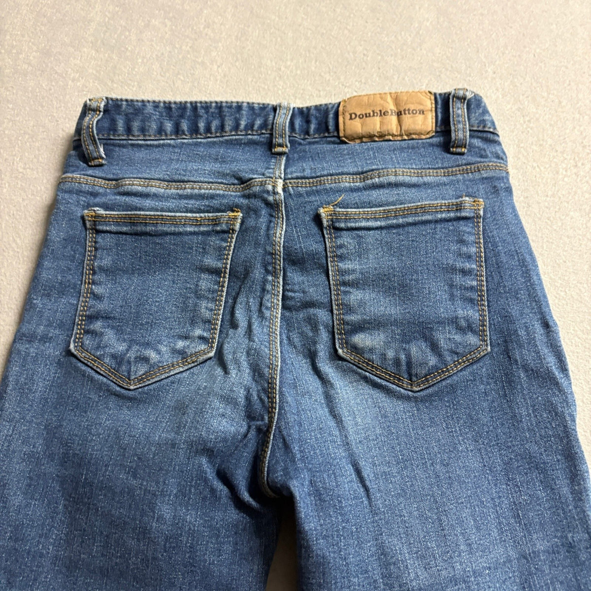 Double Button Skinny Jeans Womens Small Blue Denim Stretch Made in Korea