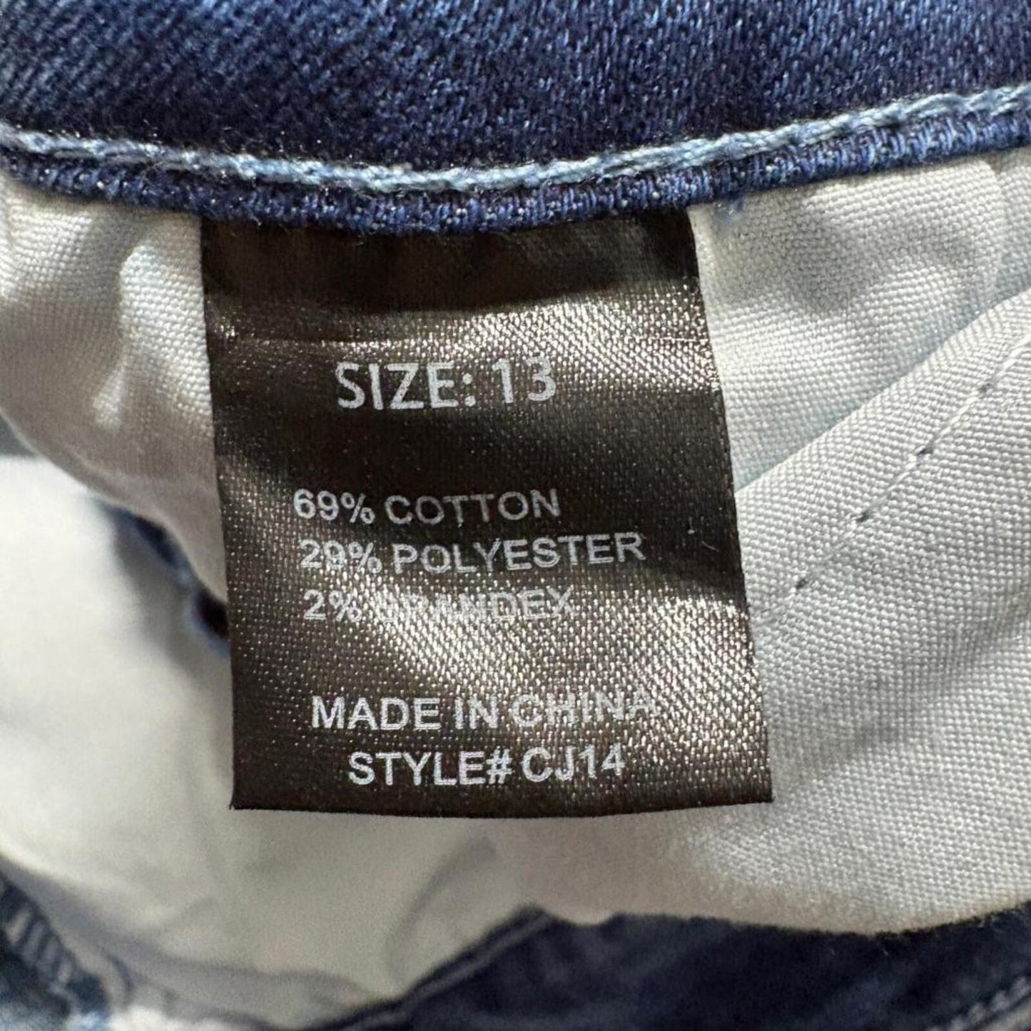 Fashion Nova Ruched Stacked Jeans Womens Size 13 Blue Denim Buckle Strap CJ14